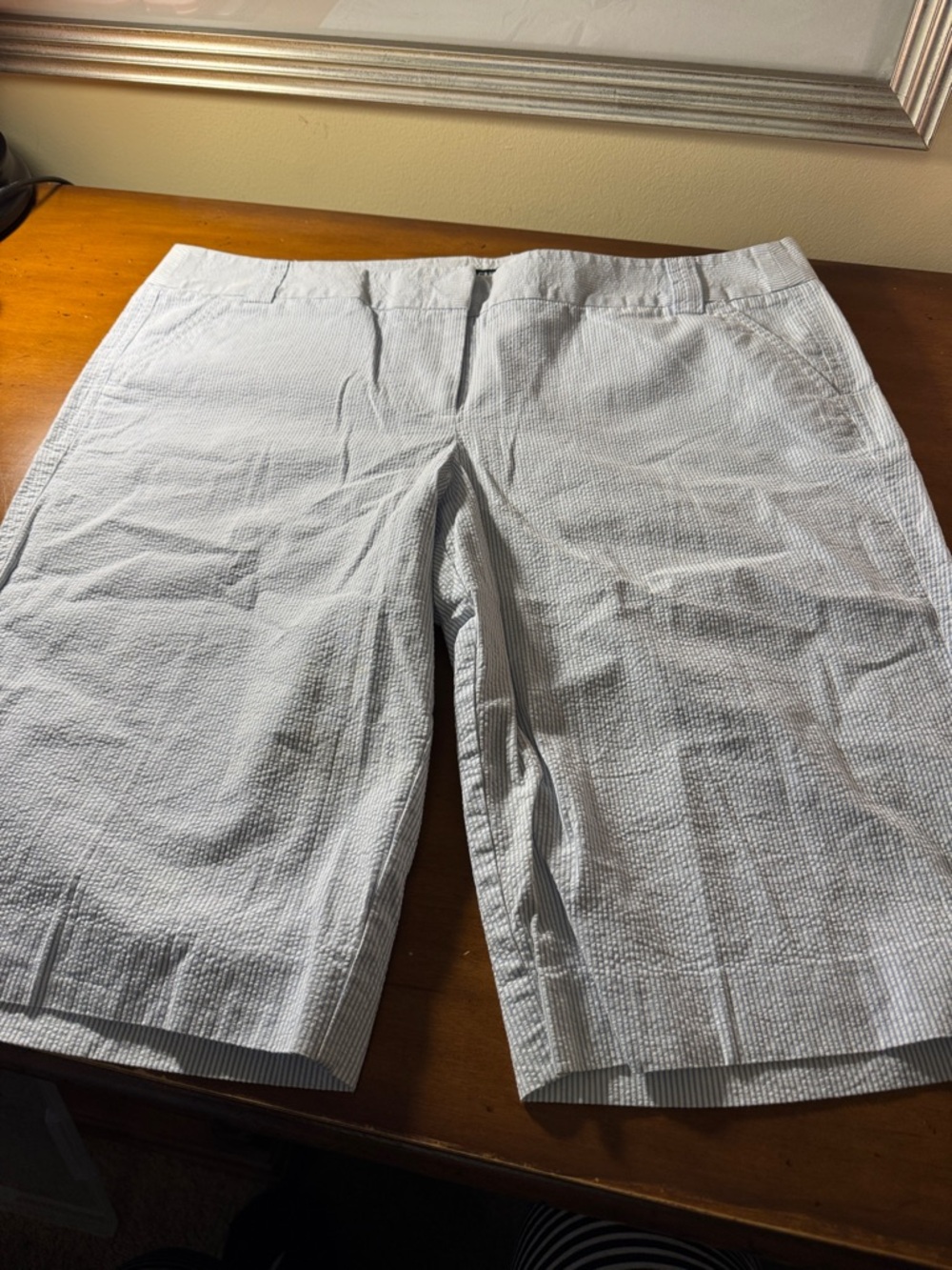 J. Crew Women’s blue/white stripe Seersucker Shorts